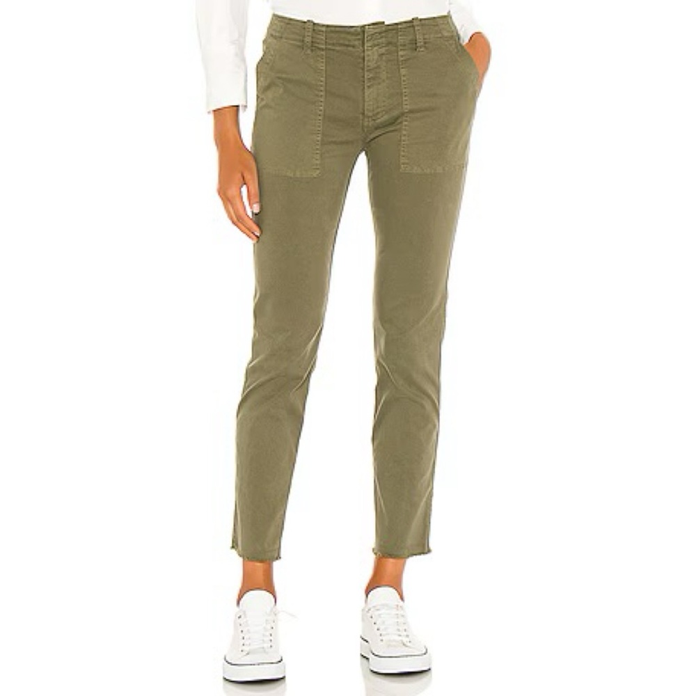 $345 Nili Lotan | Jenna Cargo Pant Raw Hem in Military Green